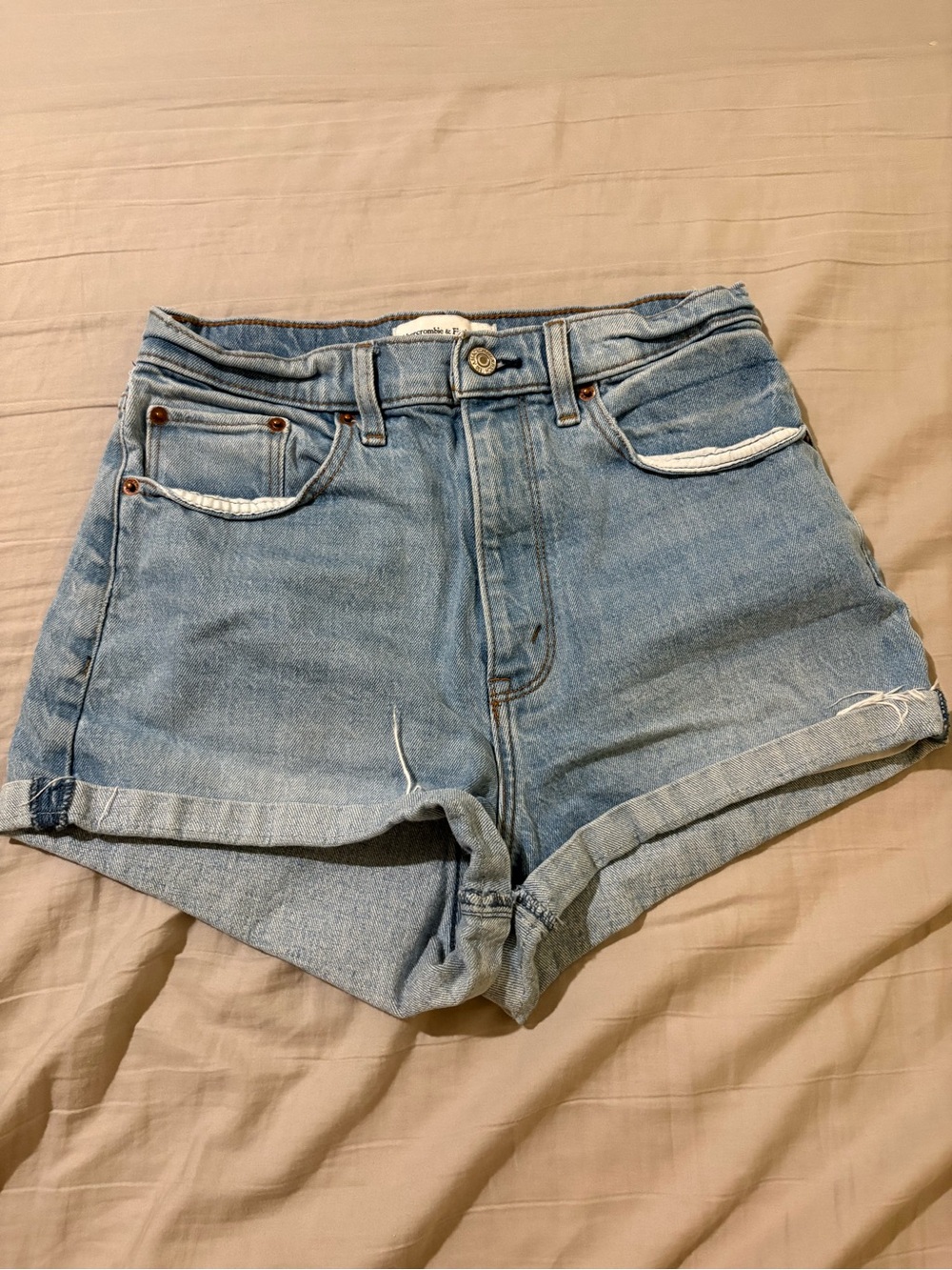 Abercrombie & Fitch Curve Love High Rise Mom Shorts Size 26 Light Wash